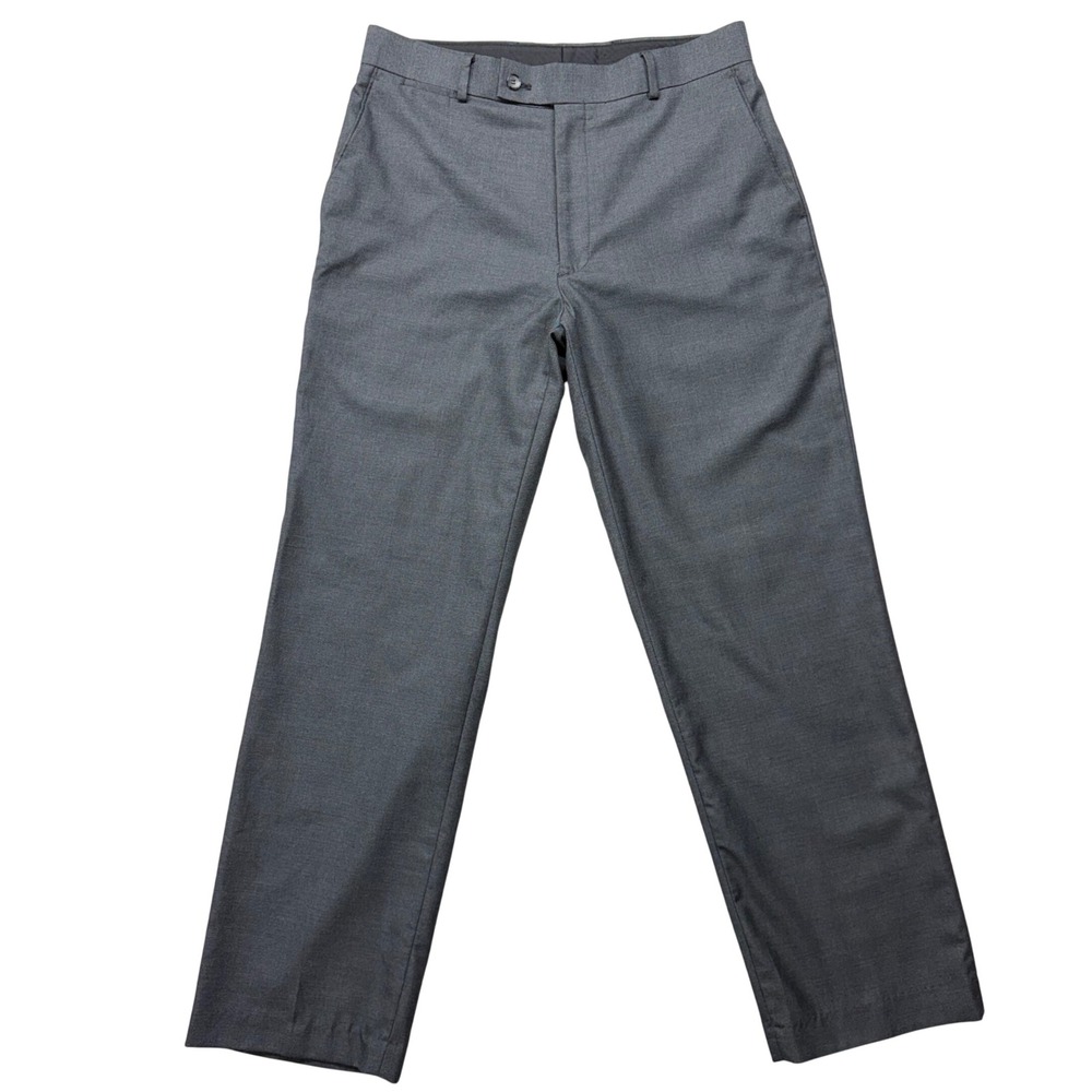 JF J.Ferrar Mens Modern Fit Dress Pants Gray Flat Front Trousers 32x30
